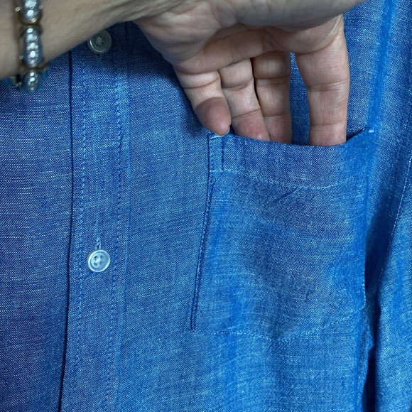 Urbanman linen/rayon casual, chambray, summer, beach, button down shirt! Size M - Picture 6 of 13